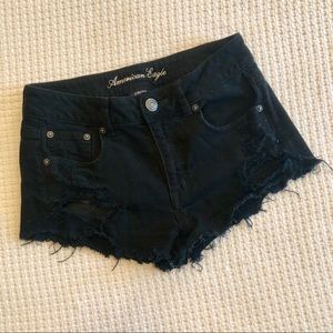 Black Denim mid rise shorts